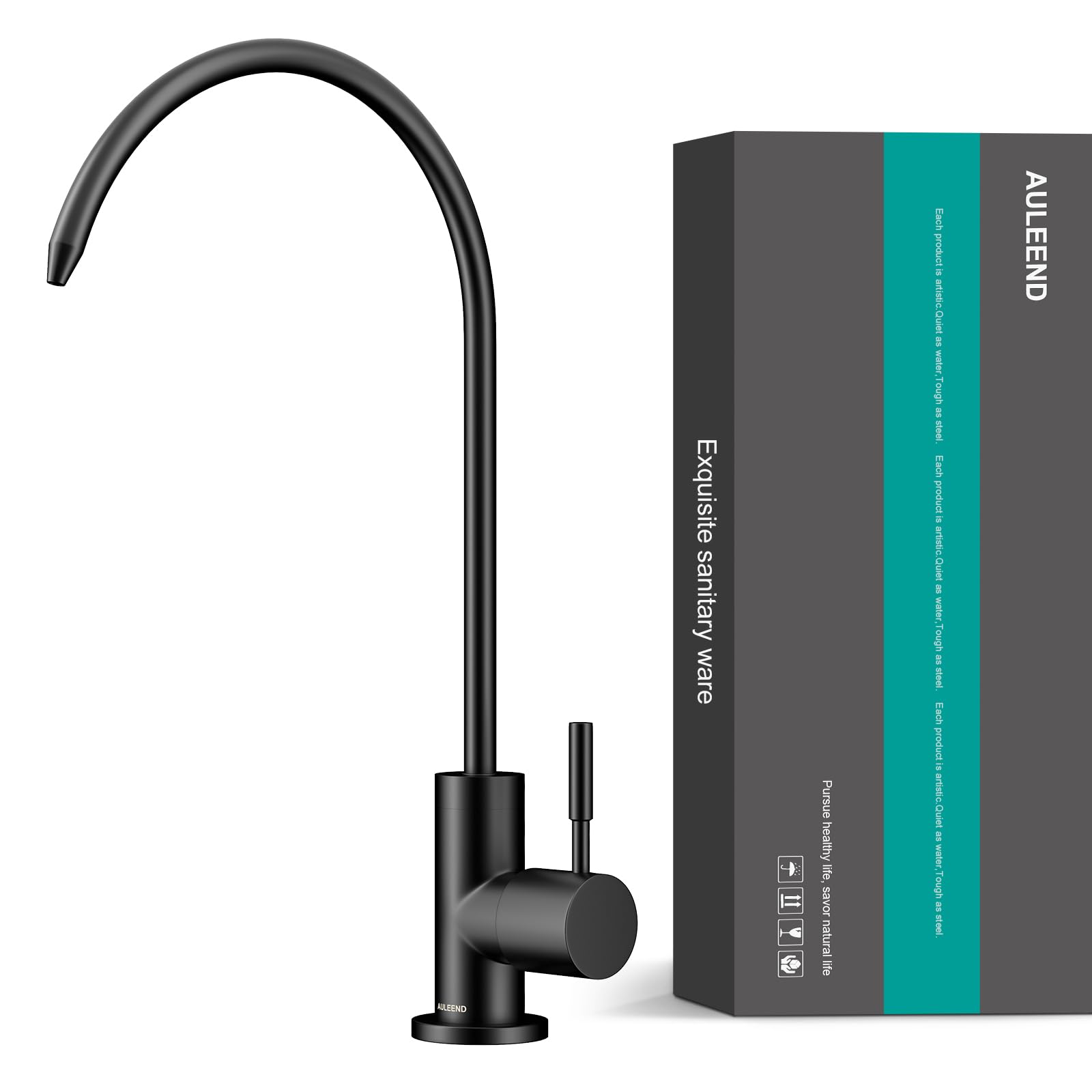 Auleend Brass Reverse Osmosis Faucet, Sink Water Filter System, Suitable For Most Reverse Osmosis Or Water Filtration Systems, Kitchen Bar Sink Drinking Faucet (Matte Black)