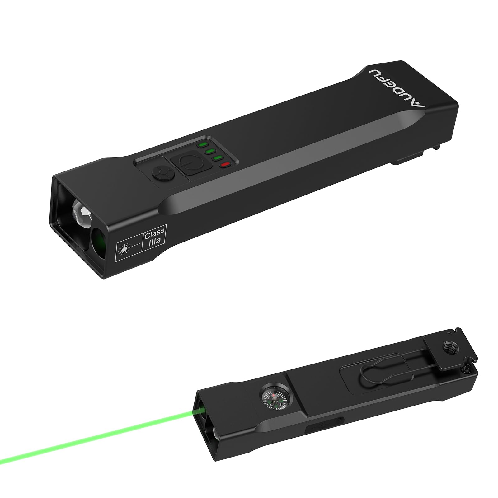 Audefu Work Flashlight With Beam focus & Led, 1200 Lumens, 5 Modes, Compass, 1/4" Tripod Mount, Cold Shoe, Flishlight Pocket Clip – Rechargeable Survival Light For Camping, Hiking, Emergency