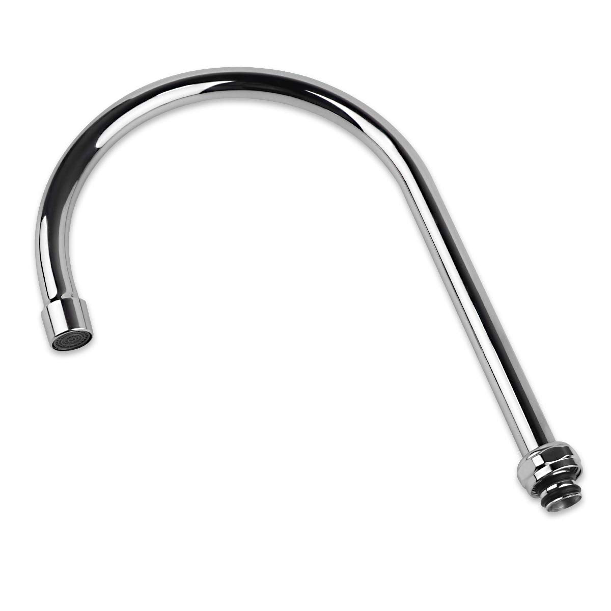 Kwode Gooseneck Swivel Spout 8 Inch Replacement Kit With Swing Nozzle For Commercial Kitchen Sink Faucet 360 Degree Stainless Steel Add-On Spout, Chrome Finish(With M251.25 Connector)
