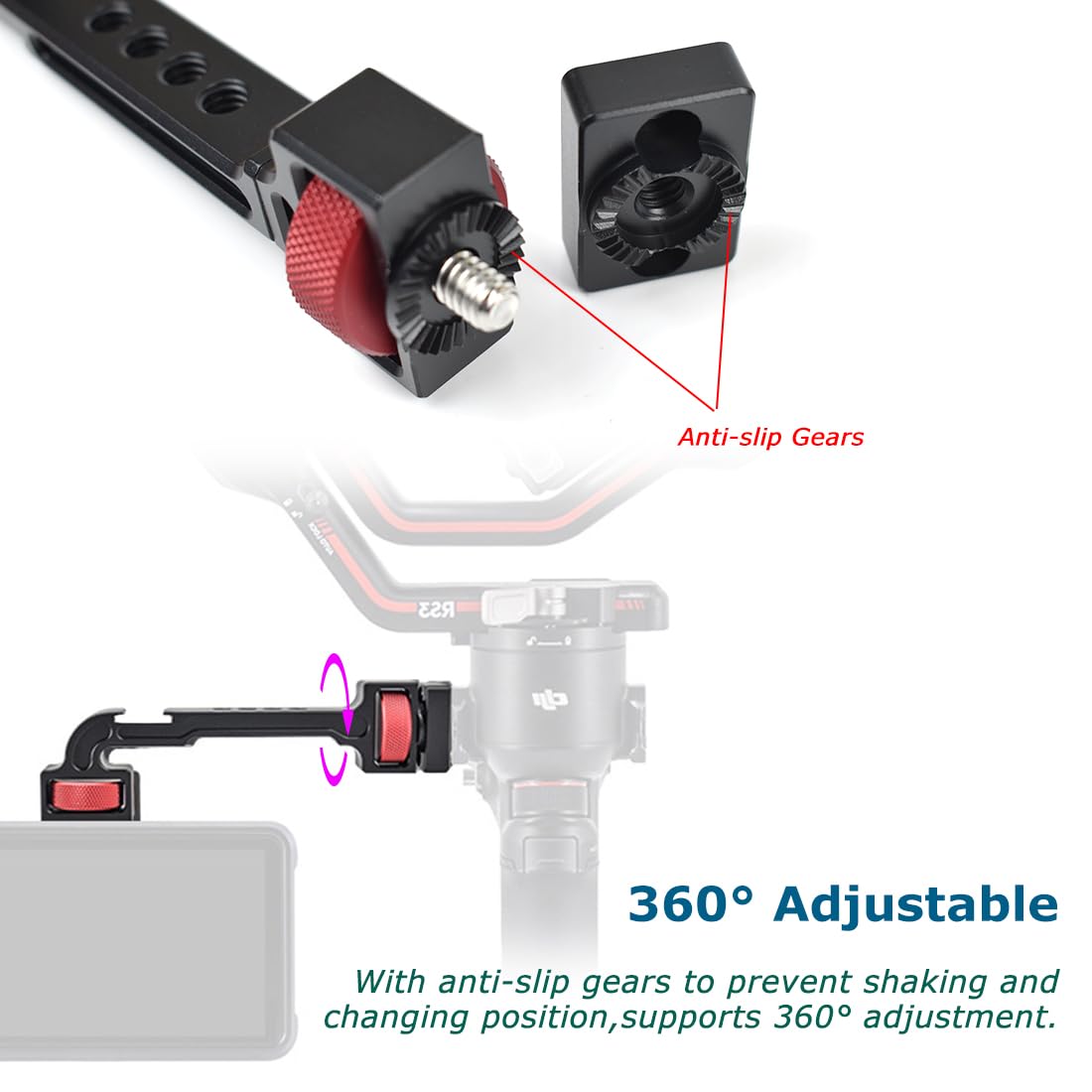 Koqinviz Gimbal Monitor Mount Phone Mount Cold Shoe Mount With 1/4-Inch Threaded Holes For Dji Ronin Rs 2 / Rsc 2/ Sc/S Zhiyun Weebill S Crane 3S Stabilizers Accessories