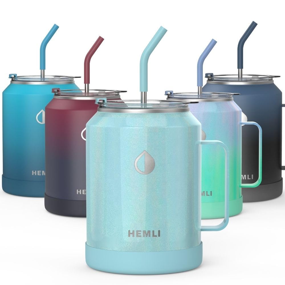 50 Oz Tumbler With Handle And Straw, Big Cup For Ice Coffee, 50 Oz Water Bottle, Large Travel