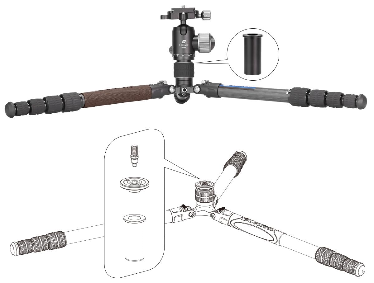 Leofoto Lx-255Ct+Xb-32Q Travel Tripod, Urban Series, Carbon Fiber, 5 Leg Sections, Portable And Lightweight, Reversible Leg And Center Column, Ball Head Set