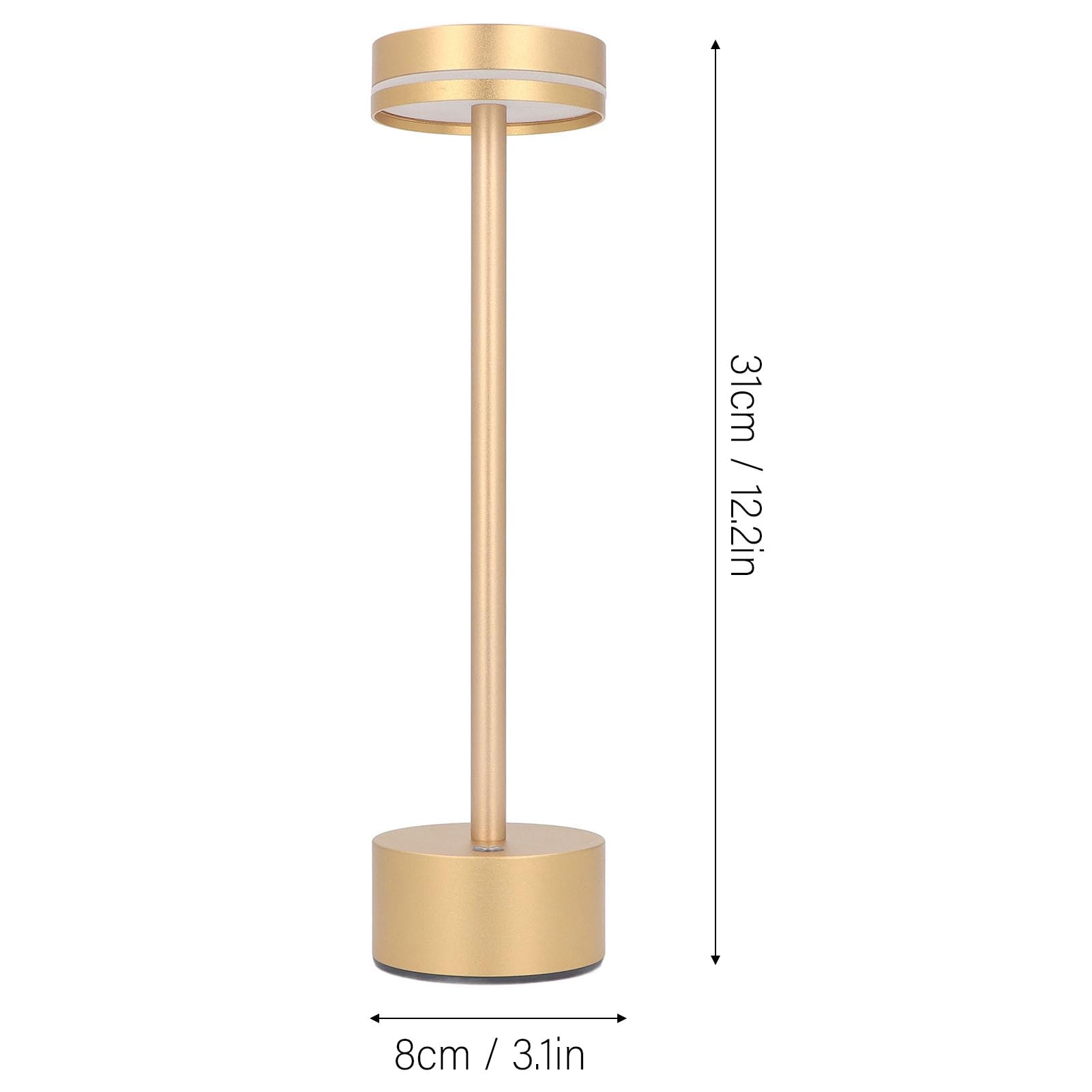 Wohpnle Cordless Table Lamps, 3 Color Rechargeable Lamps Dimmable Touch Bedside Lamp Battery Operated Lamp For Bedroom, Dining Room (Gold)