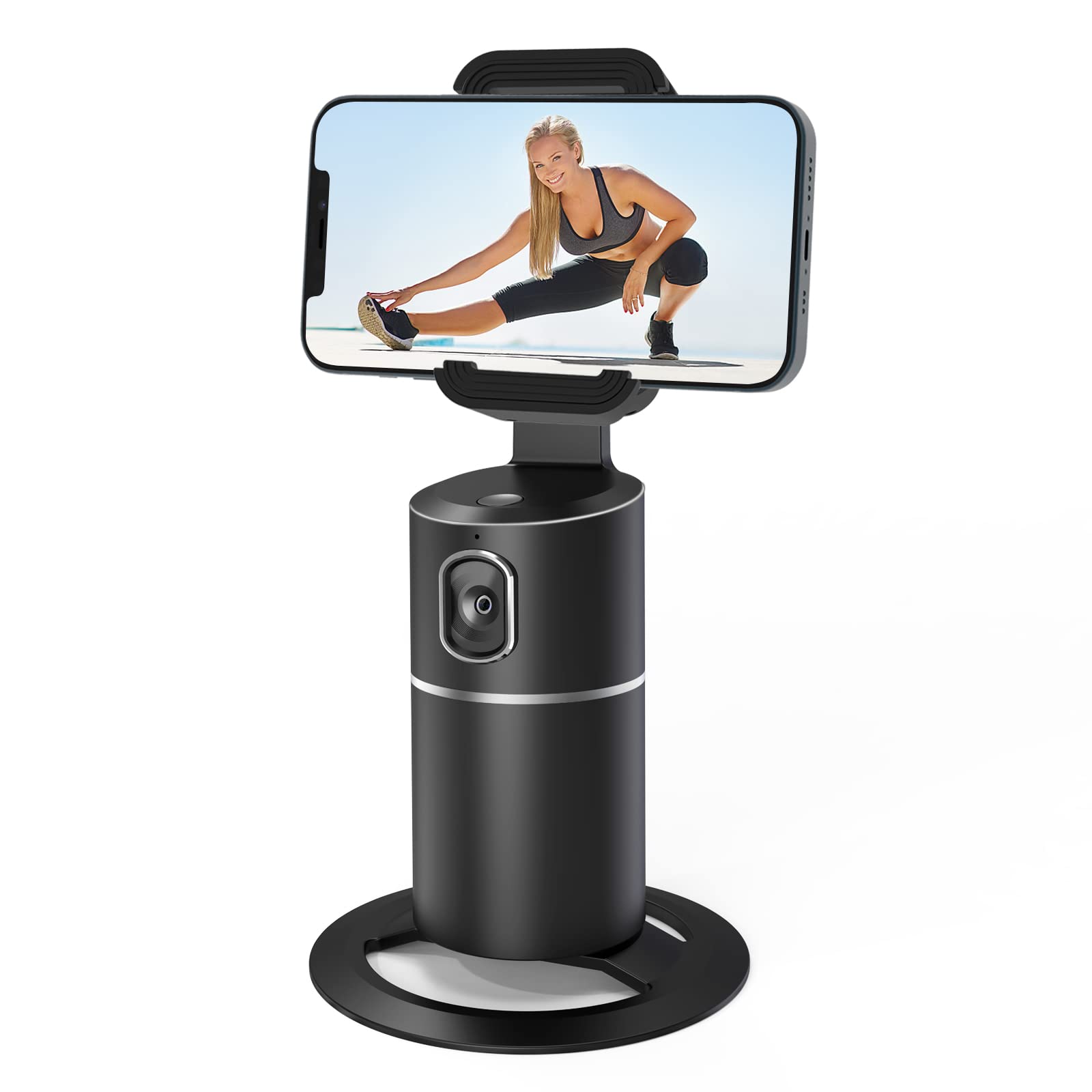 Airivo Auto Face Tracking Tripod, 360°Rotation Camera Phone Holder Auto Fast Following, Rechargeable Phone Stand For Live Video Youtube Tik Tok, Universal Stand Black(No App)