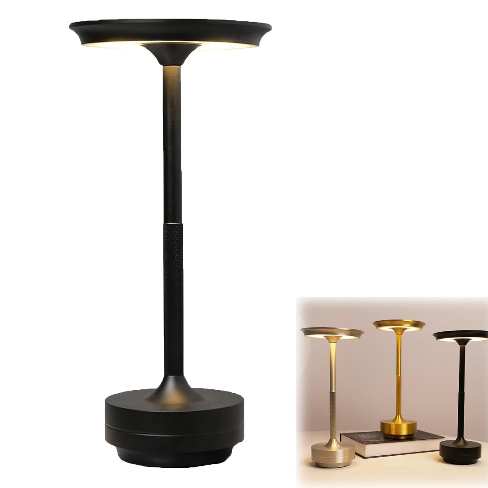 Lobuobi Sherum Vueeze Ecolume Table Lamp - Cordless, Small Kitchen Counter Lamp (Black)