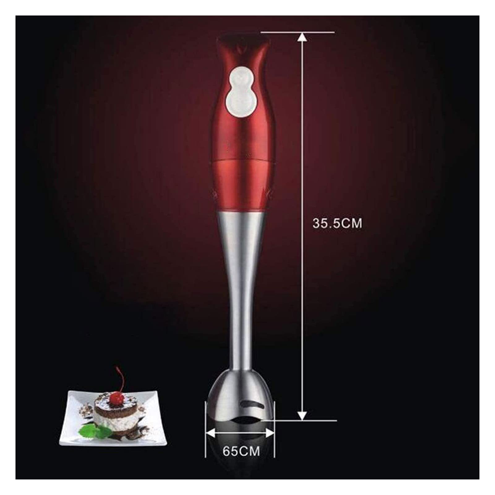 Hhwksj Immersion Hand Blender With Whisk Attachment, Quickly Mixes Sauces, Purees Soups, Smoothies & Dips, Bpa-, Easy To Clean, Stainless Steel/Red