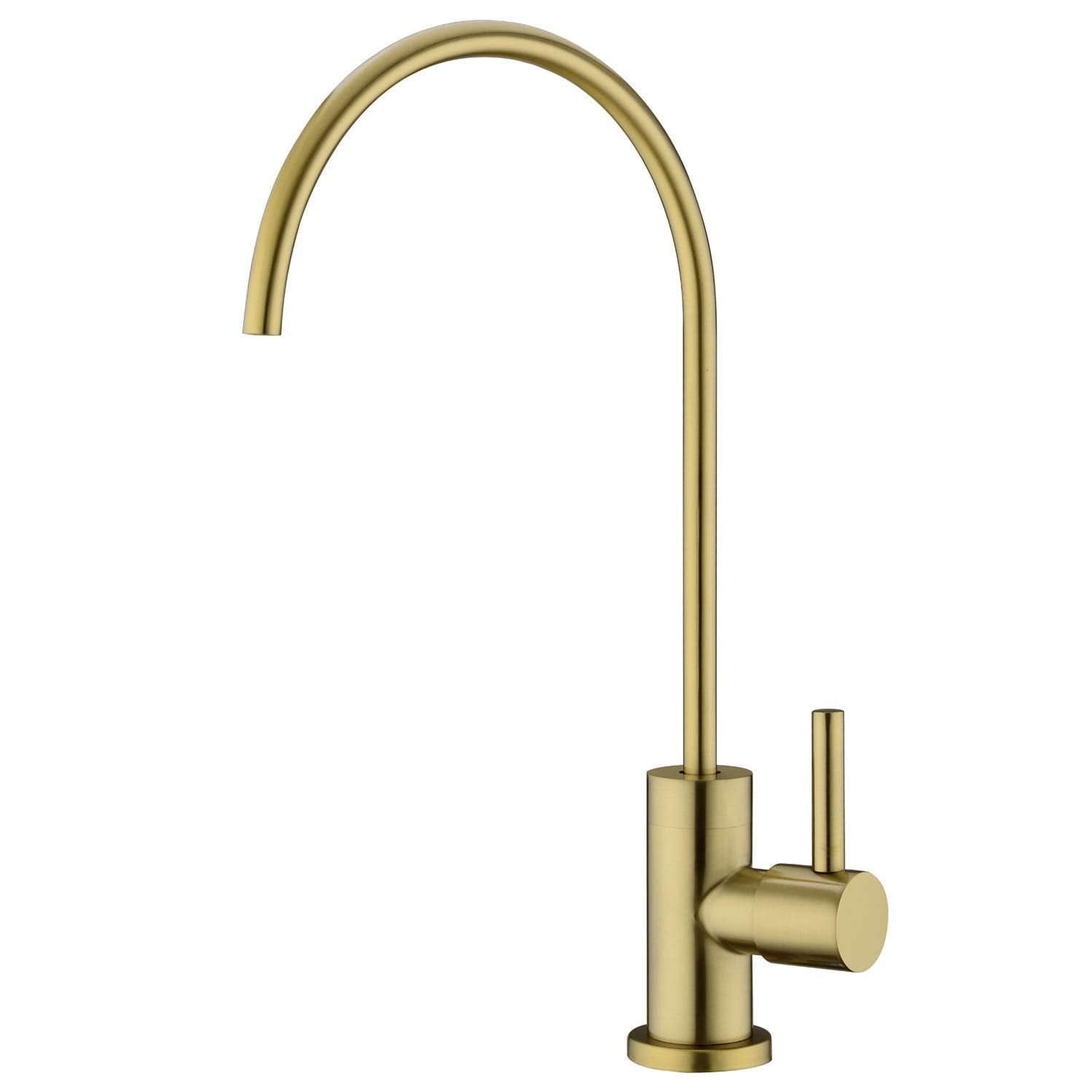Pirooso Brushed Brass Water Filter Faucet - 360° Swivel Drinking Water Faucet For Kitchen Sinks, Compatible With Most Reverse Osmosis & Under Sink Filtration Systems, Elegant Brushed Gold Finish
