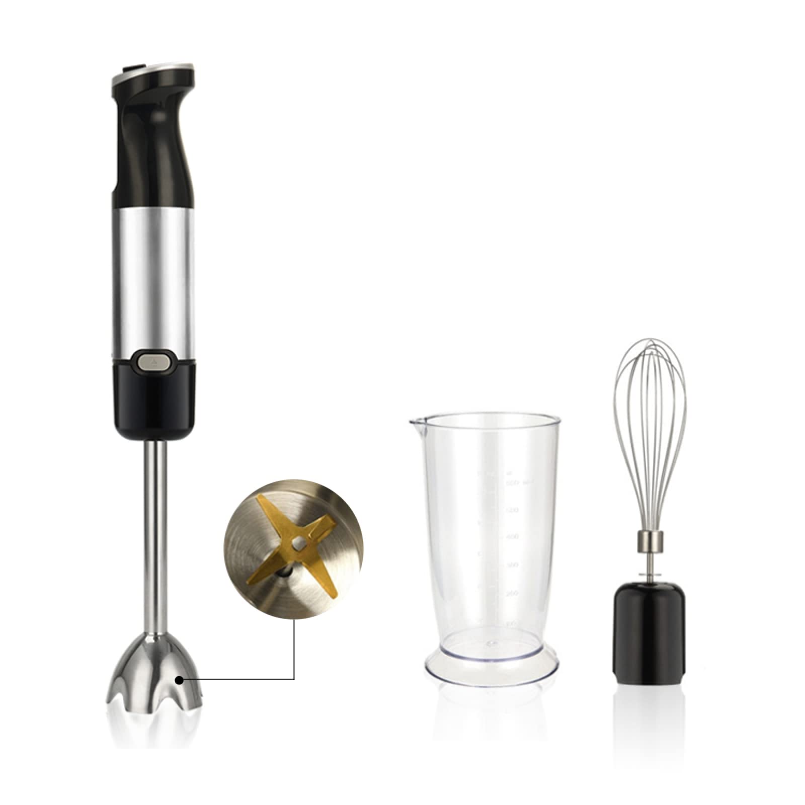 Yunlili Hand Held Blender Stick,Home, Outdoor Portable Cooking Machine, Baked Milk Tea Mousse Food, Mixed Auxiliary Food, 600W+Mixing Cup (4 Pieces)