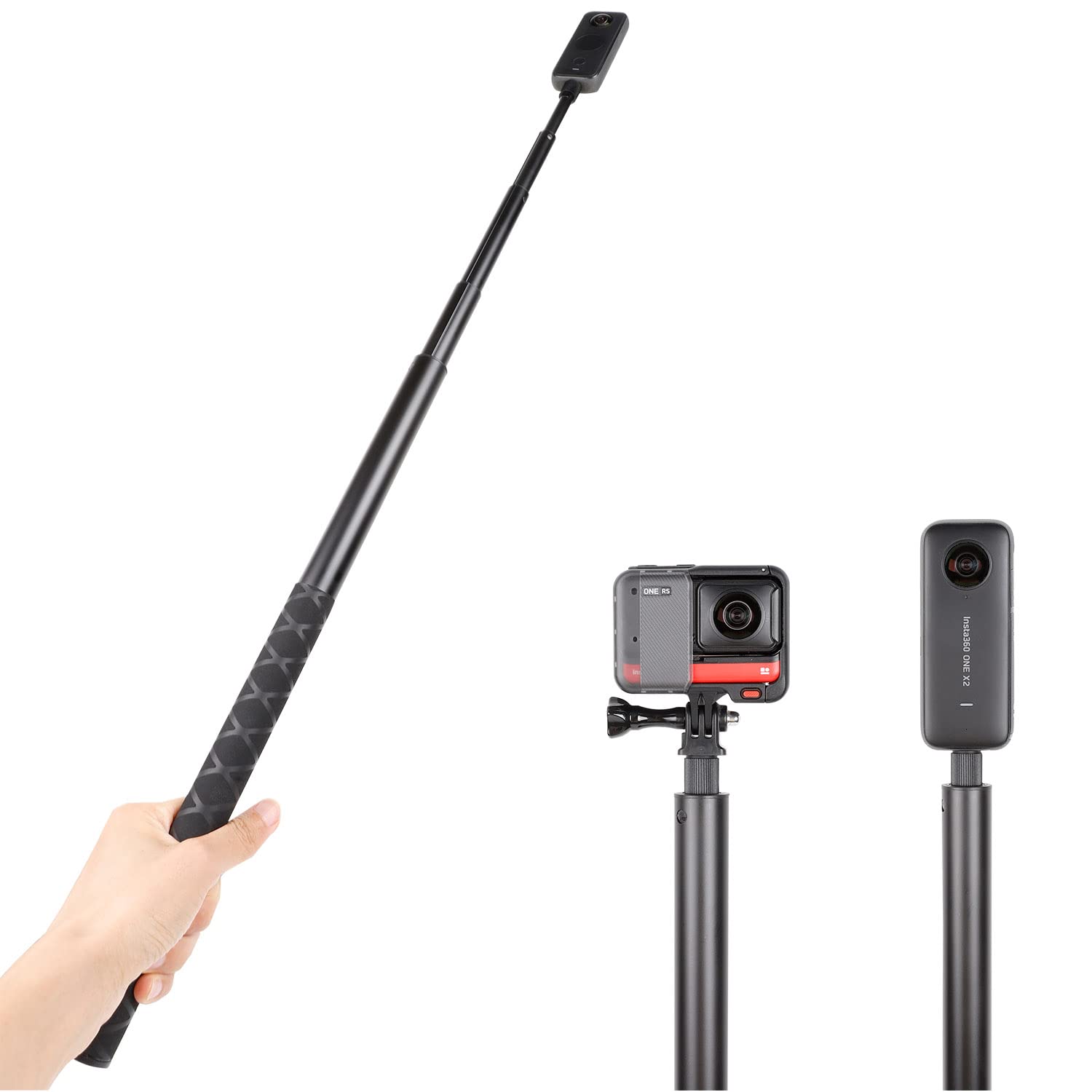 Pellking Long 77Inch Invisible Selfie Stick For Insta360 One X5,X4, X3, X2, X, Insta360 One R, Rs, Insta 360 Camera 1/4" Extended Monopod Pole