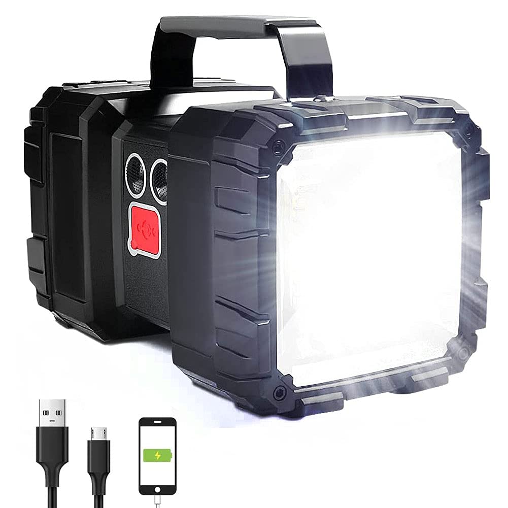 Suyooulin Rechargeable Flashlight, Led Spotlight Flashlight 10000Mah 12000Lm 20H Ultra-Long Standby 3+4 Lights Modes Waterproof Camping Flashlight(55 Leds)