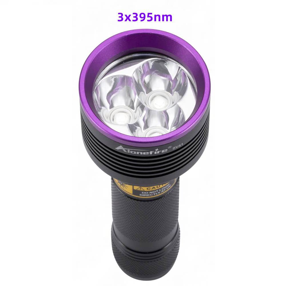 Alonefire Sv41 395Nm Uv Flashlight 10W Rechargeable Blacklight Black Light Urine Detector For Resin Curing, Dry Glue, Fishing, Minerals With Uv Protective Glasses, Charger, Battery Included