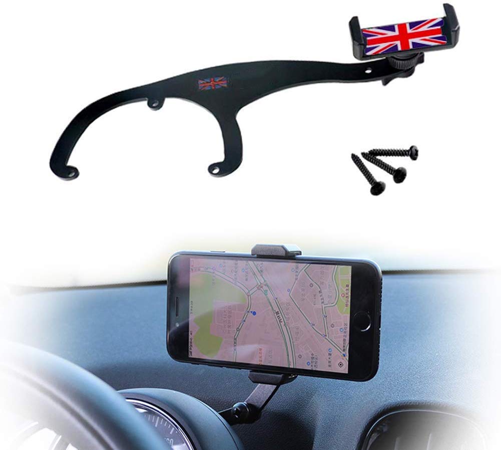 Pgone Smartphone Cell Phone Holder With Cradle Rotatable Clip (Union Jack Flag Style, 3.5-5.5 Inch Phone) For Mini Cooper R55 R56, 1 Pack (Red & Blue Union Jack Flag Style)