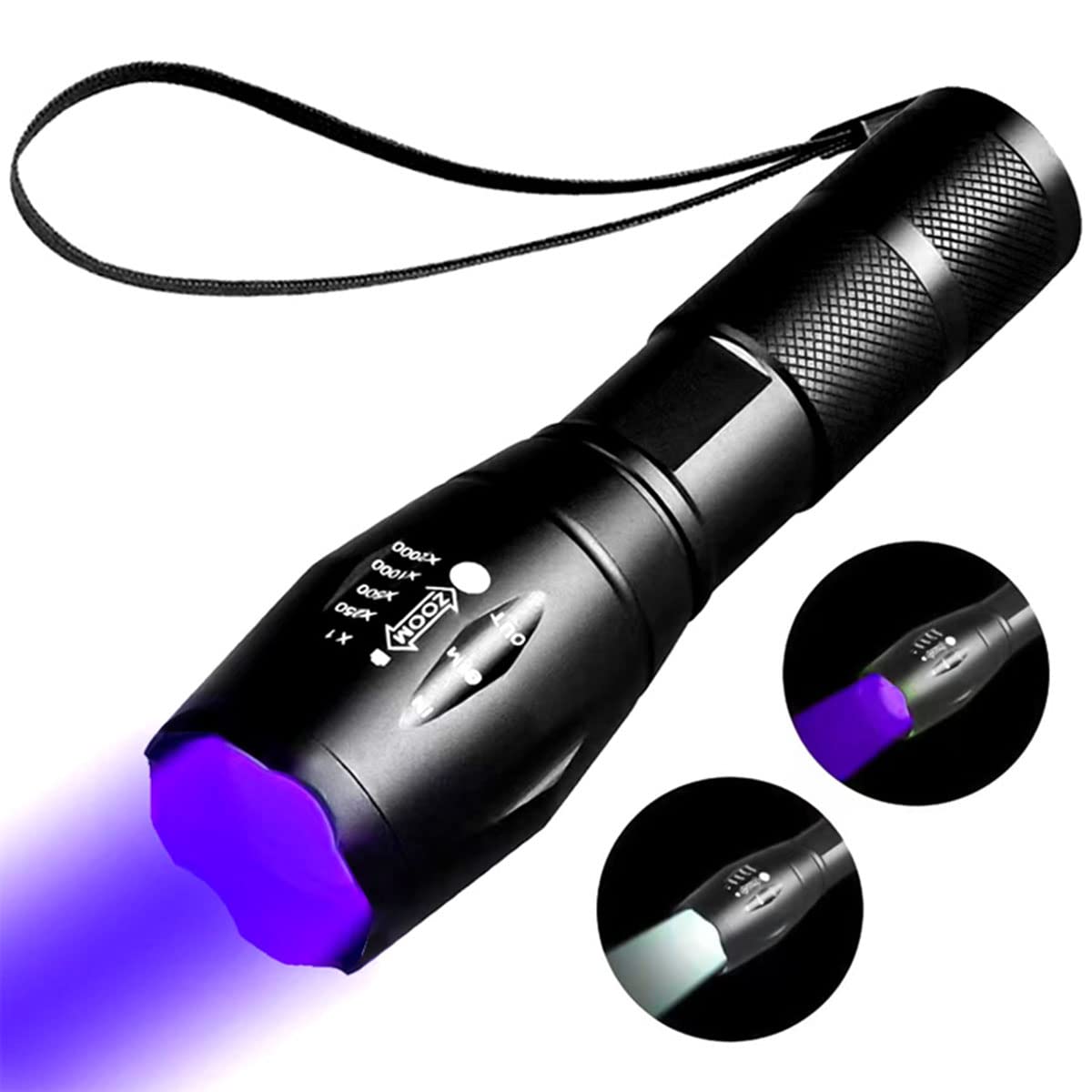 Yzyoe Led Uv Flashlight Rechargeable, 2 In 1 Uv Blacklight And White Lights
