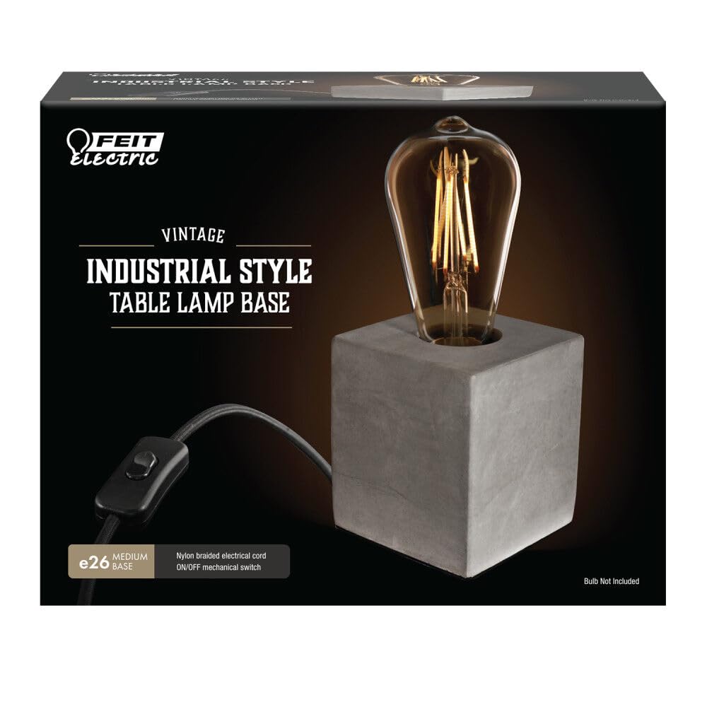 Feit Electric Gray 60W Industrial Style Table Cube Lamp Base