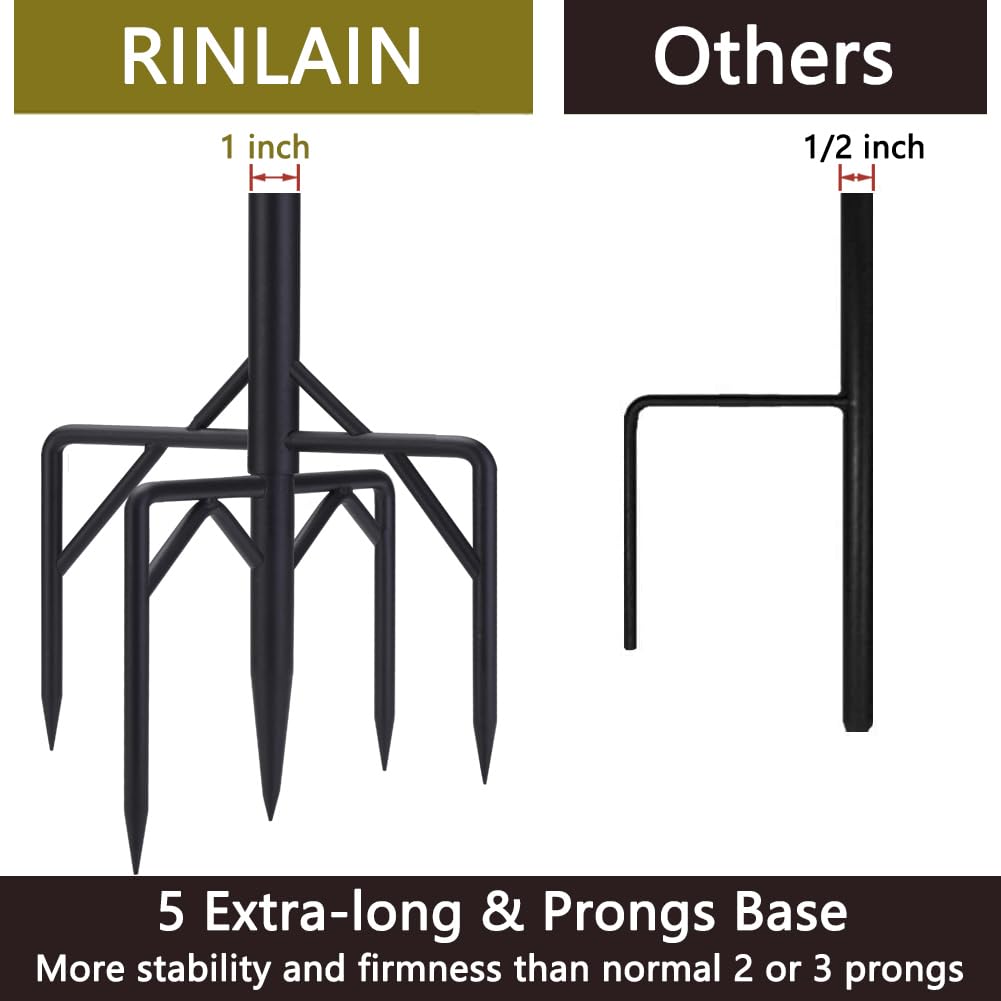 Rinlain Outdoor String Light Pole 2 Pack,110In Height Adjustable Metal Stand Pole With Hooks For Hanging String Lights,Garden,Backyard,Patio Lighting Stand For Parties,Wedding