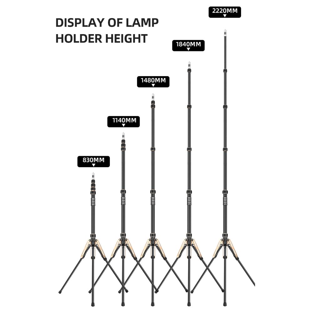 Zjchao Phone Tripod, 87.4In Maximum Height Portable Carbon Fiber Photography Tripod Stand Light Stand Tripod Stand With 5 Adjustable Sections 6.6Lbs Load Capacity For Versatile Use