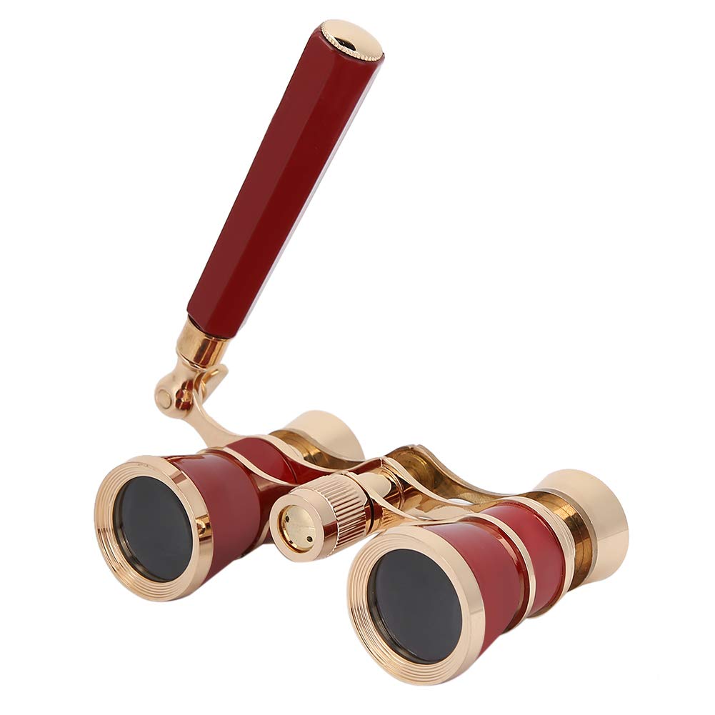 Gowenic Opera Glasses Binoculars, 3X25 Theater Glasses Telescope With Foldable Handle, Mini Binocular Compact Lightweight For Concert Theater Opera Travel Sightseeing (Red)