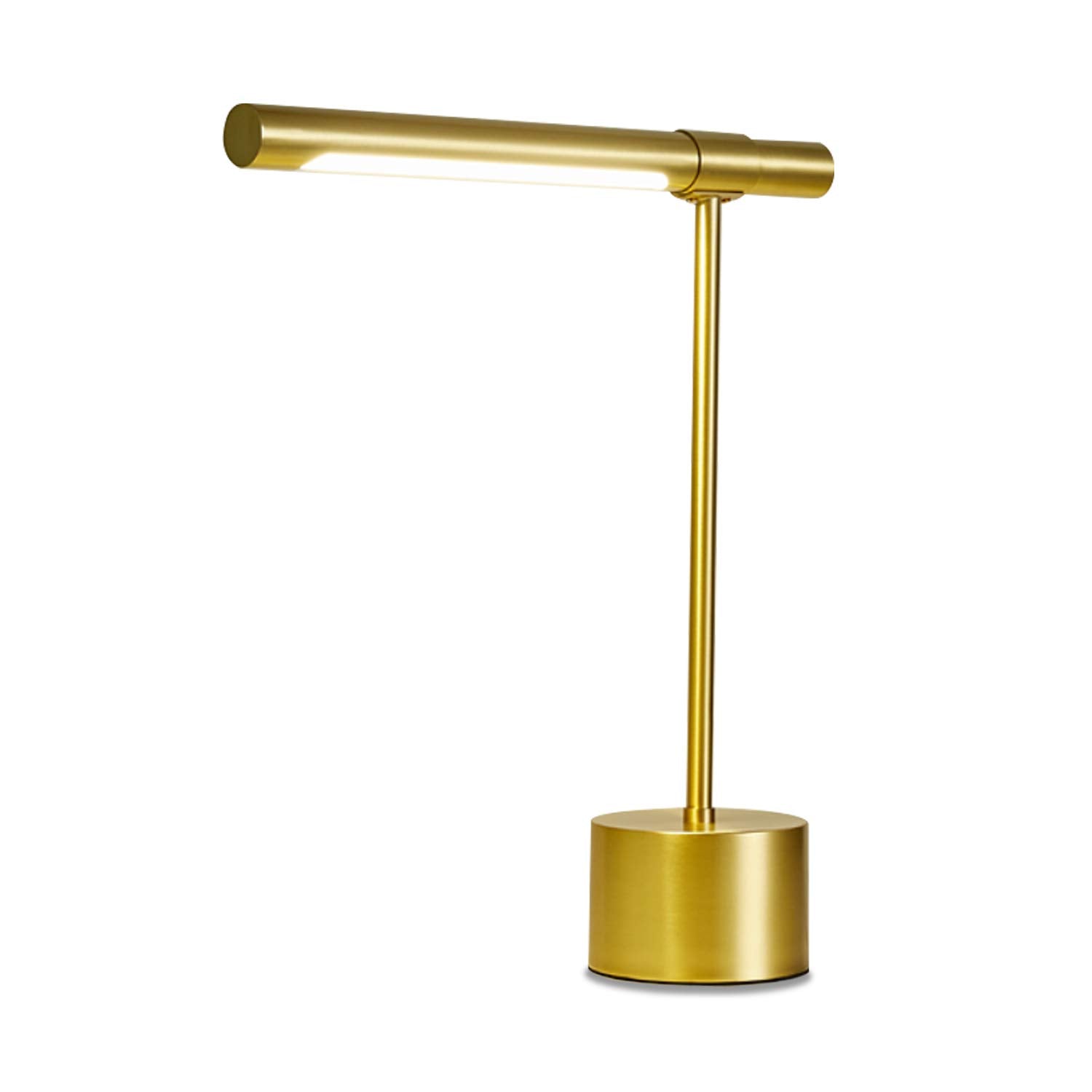 12Vmonster Bling All-Brass Mid Century Desk Lamp - Modern Gold Bankers Shade - 18-In Led Light - Adjustable Table Lamp For Study, Bedside Reading - Polished Brass