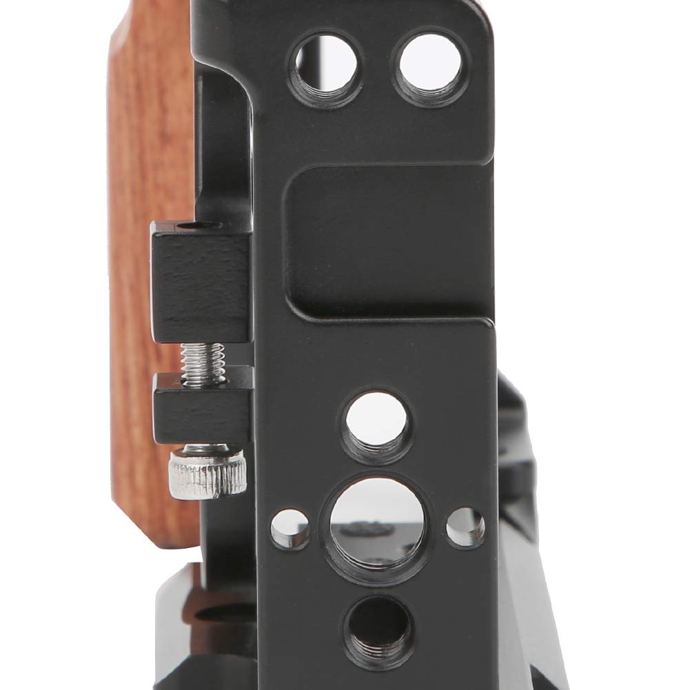 Bindpo Camera Rig Cage For Zv1 Camera, Vlogging Video Shooting Stabilizer Cage Frame With Wooden Handle Grip, With 1/4In & 3/8In Screw Hole And Cold Shoe Base