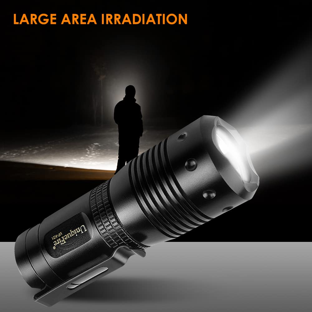 Uniquefire K21 Edc Flashlight Rechargeable Powerful Flashlight 1200 High Lumens Flash Light 5 Modes Super Bright Flashlight With Magnetic End Caps Battery & Charger