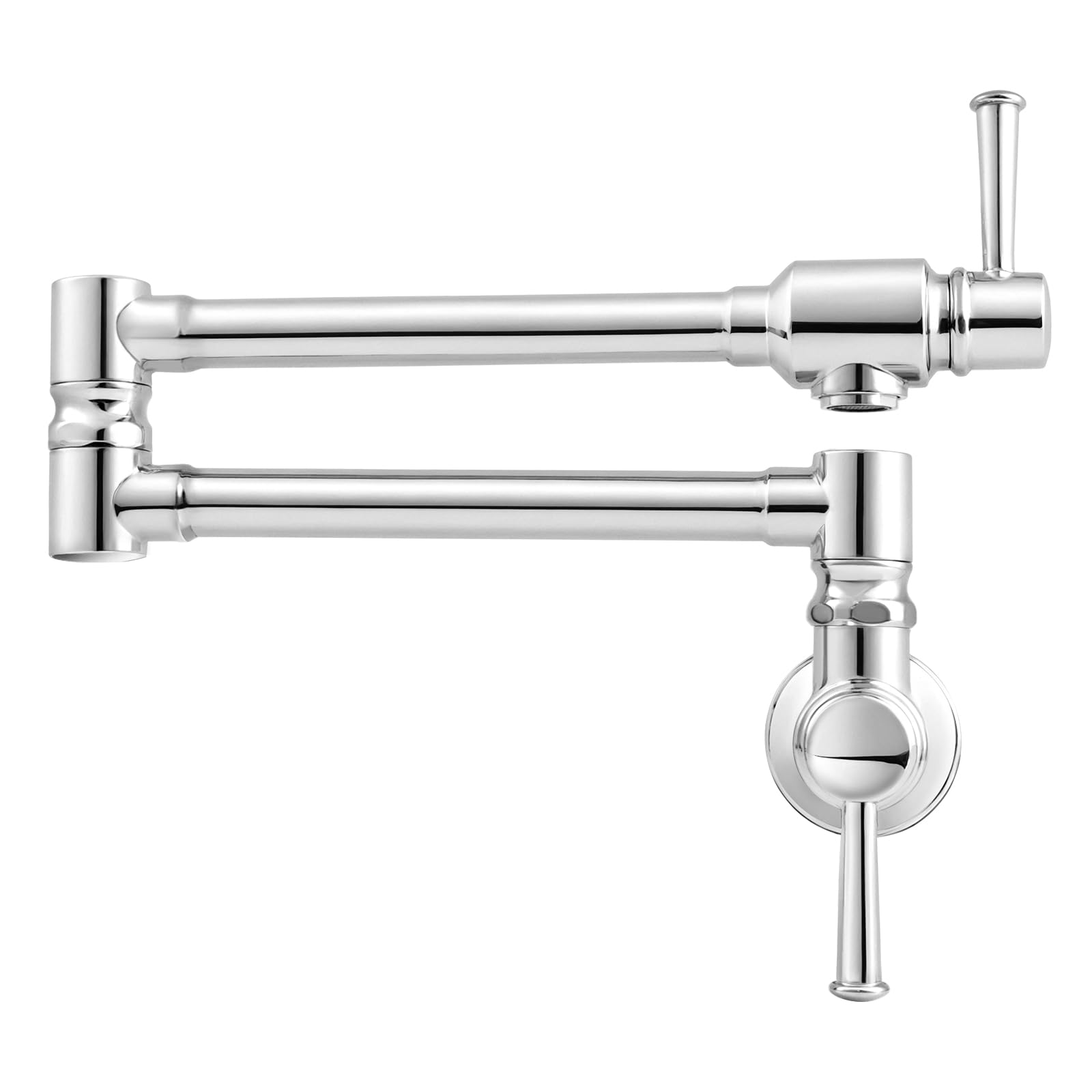 Cwm Pot Filler Faucet,Polished Stainless Steel Pot Filler,Swing Arm Folding Stretchable Wall Mount Commercial Kitchen Sink Faucet With Single Hole Two Handles,Over Stove Design For Space-Saving