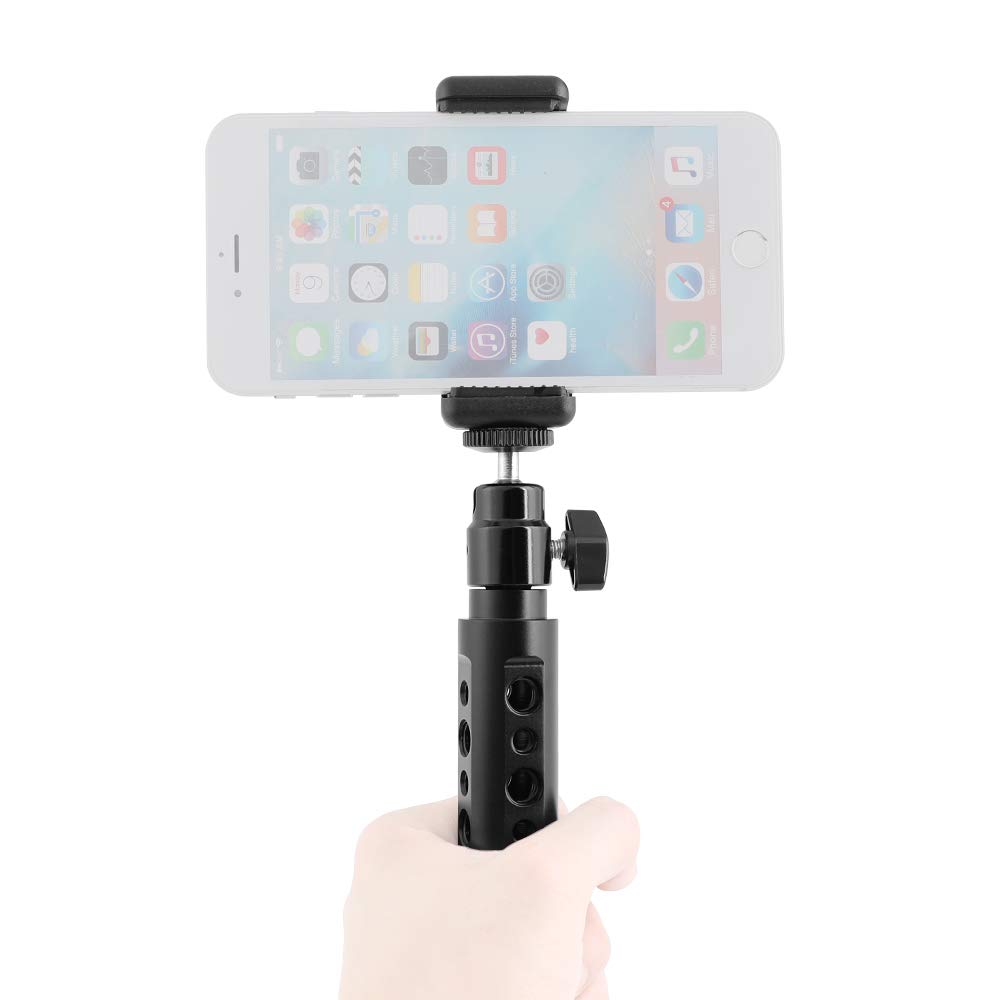 Camvate Aluminum Cheese Handle With Adjustable Smartphone Clip & Ball Head Holder 1/4"-20 Mount - 2515