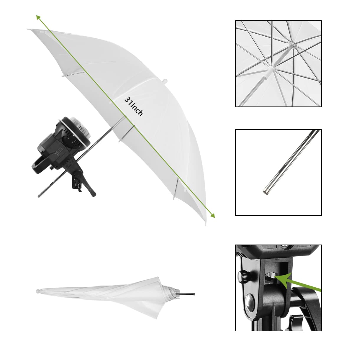 Gvm 80W Led Video Light, Umbrella Lighting Kit Cri97+ 5600K With Tripod Stand, Soft Umbrella, Continuous Output Lighting For Youtube, Video Recording, Wedding, Outdoor Shooting P80S-2