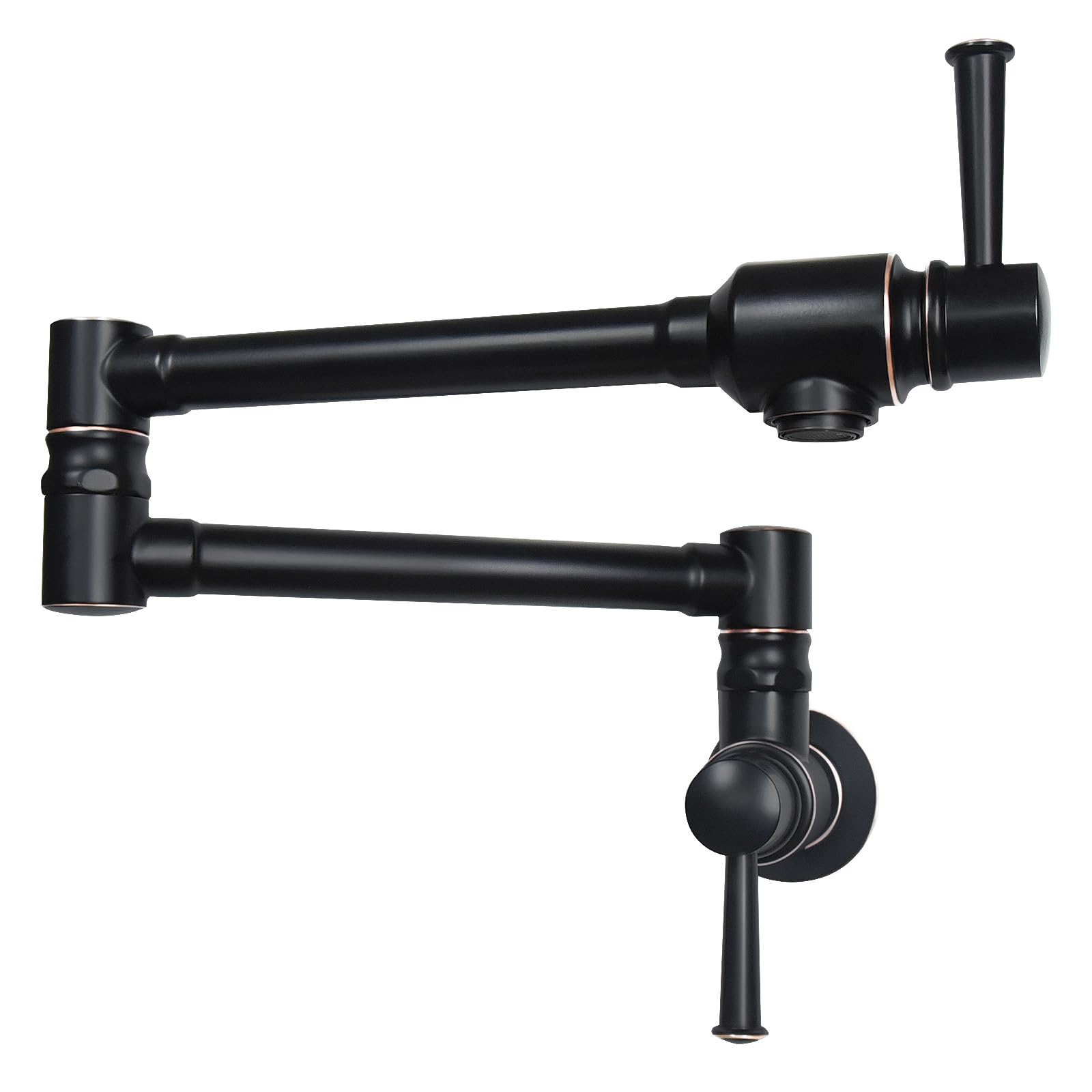 Jzbrain Pot Filler Faucet Stainless Steel Commercial Kitchen Faucet Wall Mount Oil Rubbed Bronze Folding Stretchable Double Joint 2 Handles Kitchen Sink Faucet (Orb)