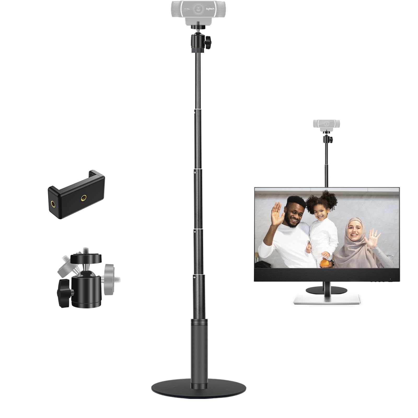 Jcwiny Webcam Stand, 28 Inch Web Cam Stand For Desk, Adjustable Webcam Mount Camera Stand For Logitech Webcam C922 C930E C920S C920 C615 C960 C920X Brio 4K Nexigo N60 And Others