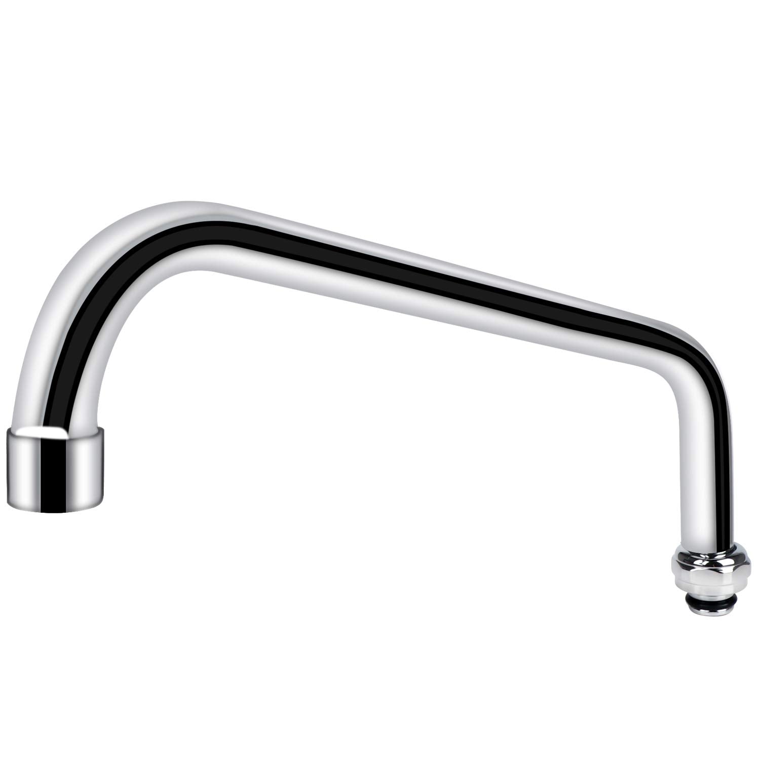 Coolwest 14” Swivel Nozzle Spout Replacement Part For Commercial Kitchen Sink Faucet, Long Swing Nozzle For Faucet Working On 3 Compartment Sinks, Brass Constructed, Chrome Polish
