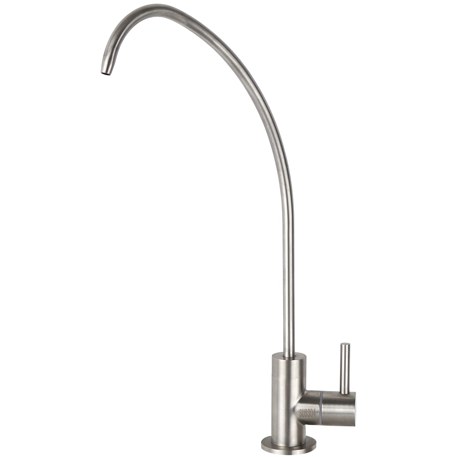 Yoogyy Ro Drinking Water Sus304 Stainless Steel Faucet For Ro Reverse Osmosis & Filter With Brushed Nickel Finish (High Arc)