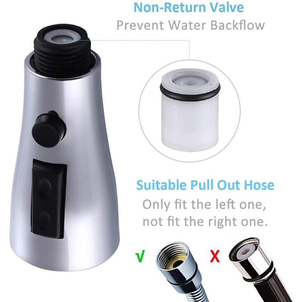 Emstar Pull Down Kitchen Faucet Head Replacement, 3-Function Kitchen Faucet Head Sink Spray Nozzle, G 1/2