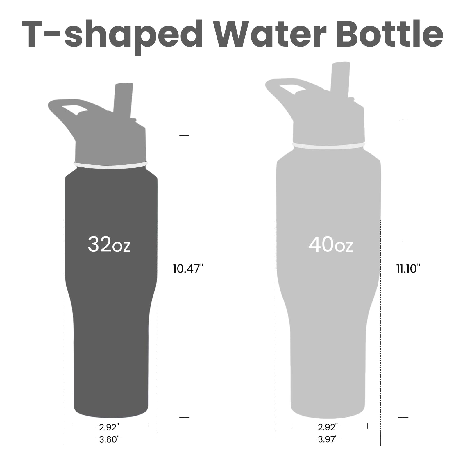 Coktik Water Bottle Insulated, 32Oz Water Bottles Straw Lid, Spout Lid, Cold For 36 Hrs