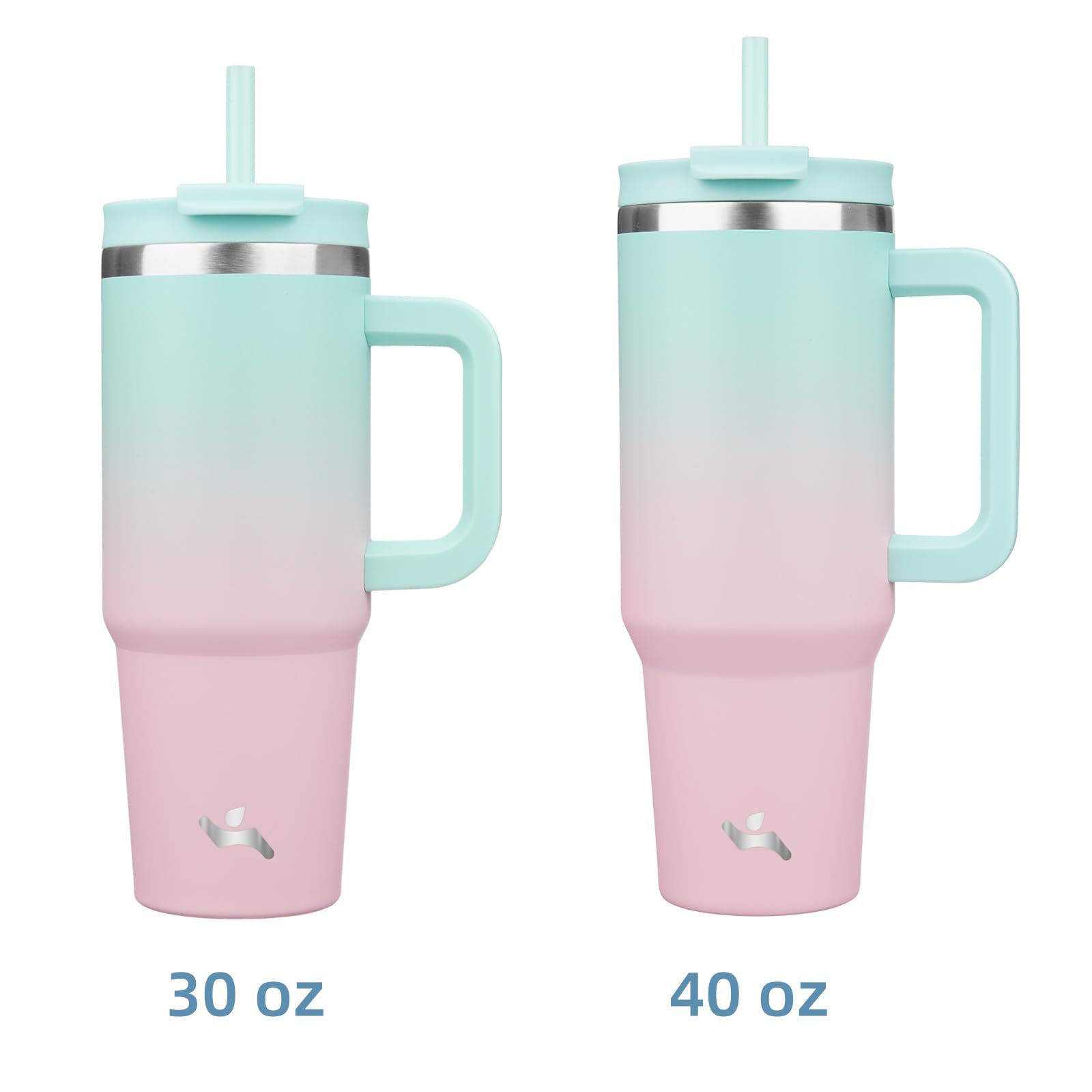 40 Oz Tumbler With Handle And 2 Straws,2 In 1 Lid Insulated Water Bottle Stainless Steel