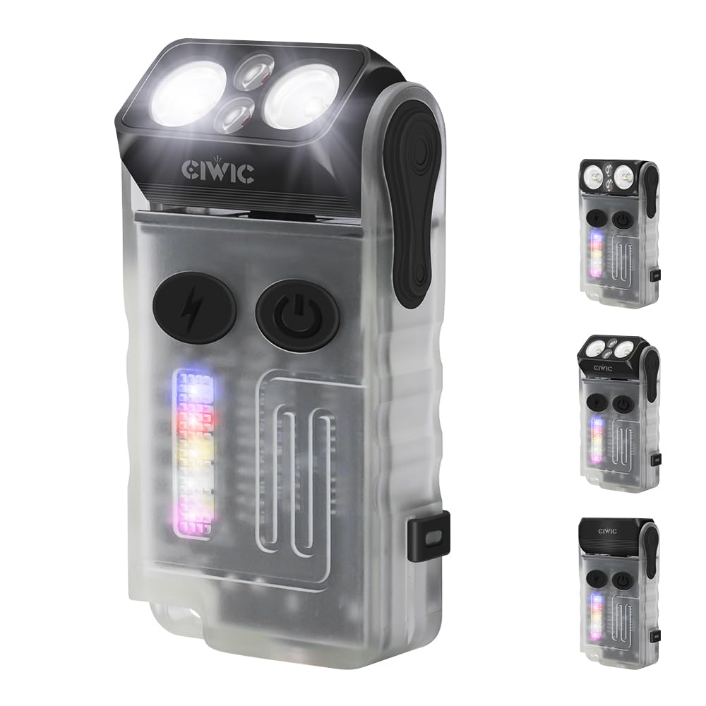 Ciwic V20 Compact Edc Flashlight, Color Cob Lamp, 1000Lm Bright Light, With Clip, Magnetic, Ip67 Waterproof, 180° Head Rotation, 14 Modes, Usb C Charging, Mini Led Pocket Keychain Light (White)