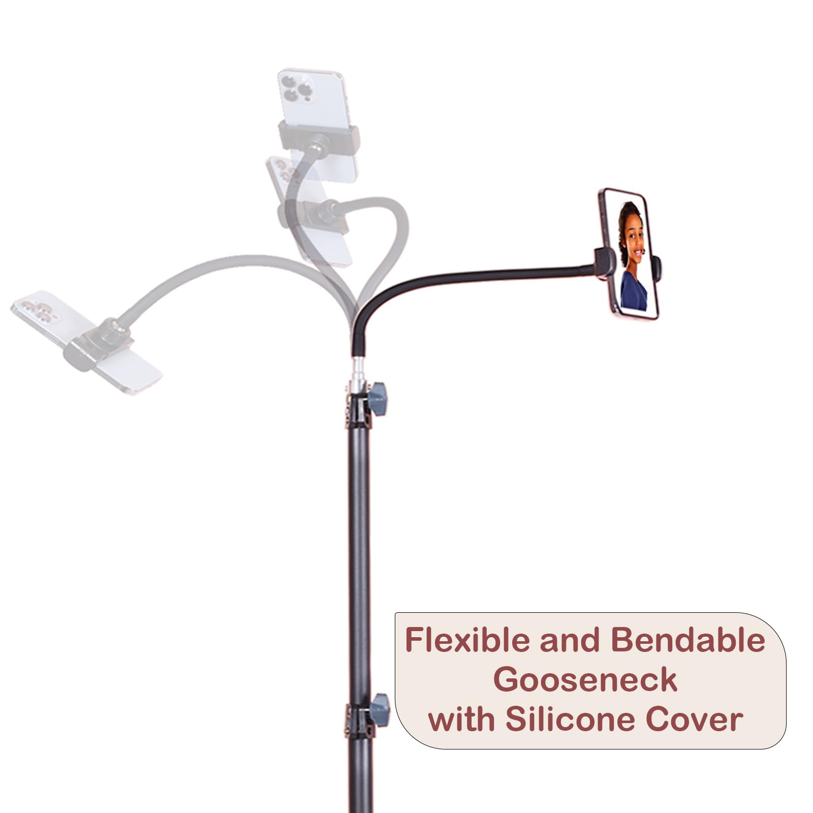 Haitent Phone Floor Tripod Stand,7.2 Feet Retractable Adjustable Gooseneck Cell Phone Tall Tripod Stand For Iphone 12 Pro Max,Iphone 11 Pro Max,Iphone Xs Max, With Smart Phone Holder Clamp