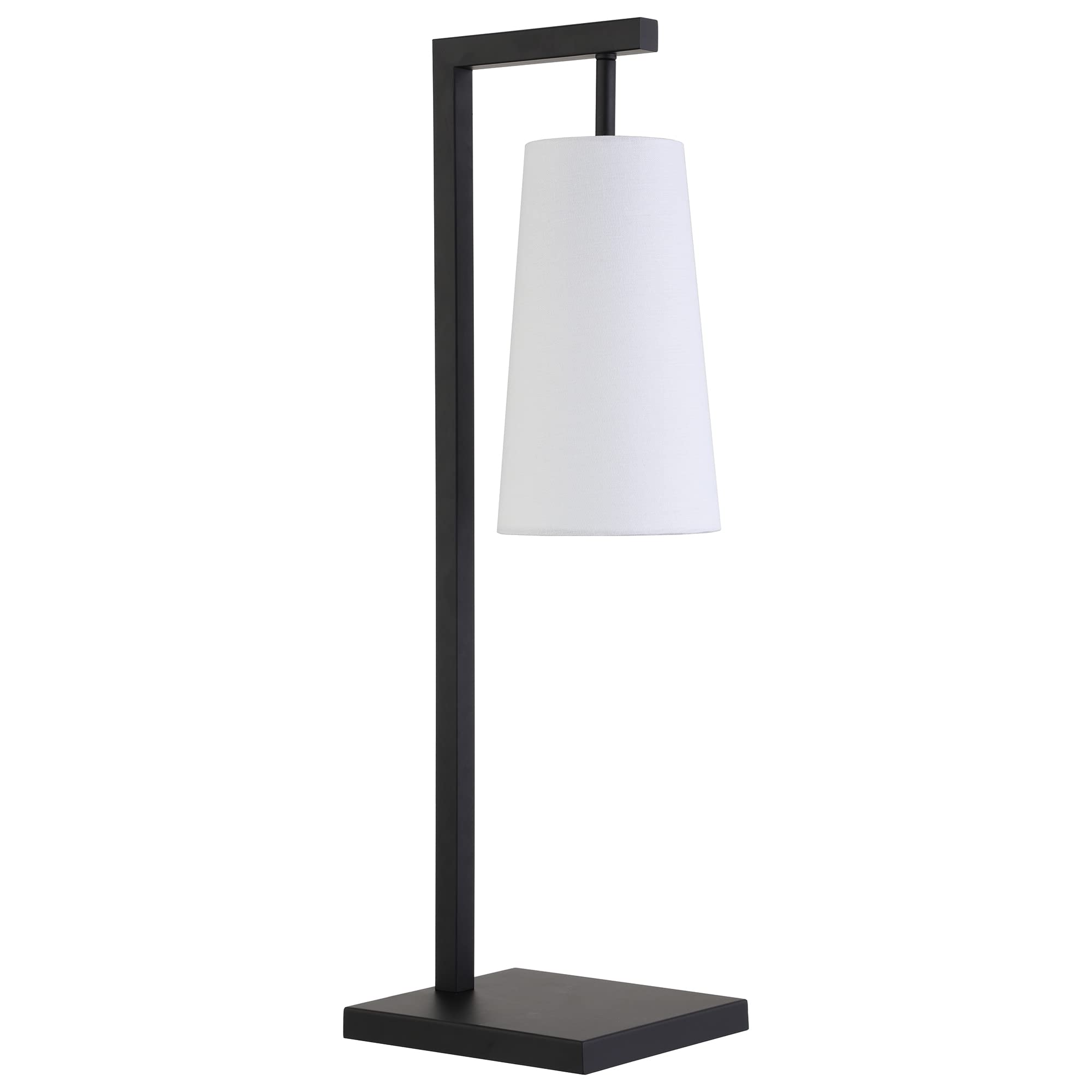 Henn&Hart 26" Tall Table Lamp With Fabric Shade In Black, For Home, Living Room, Bedroom, Entertainment Room, Office, Kitchen, Dining