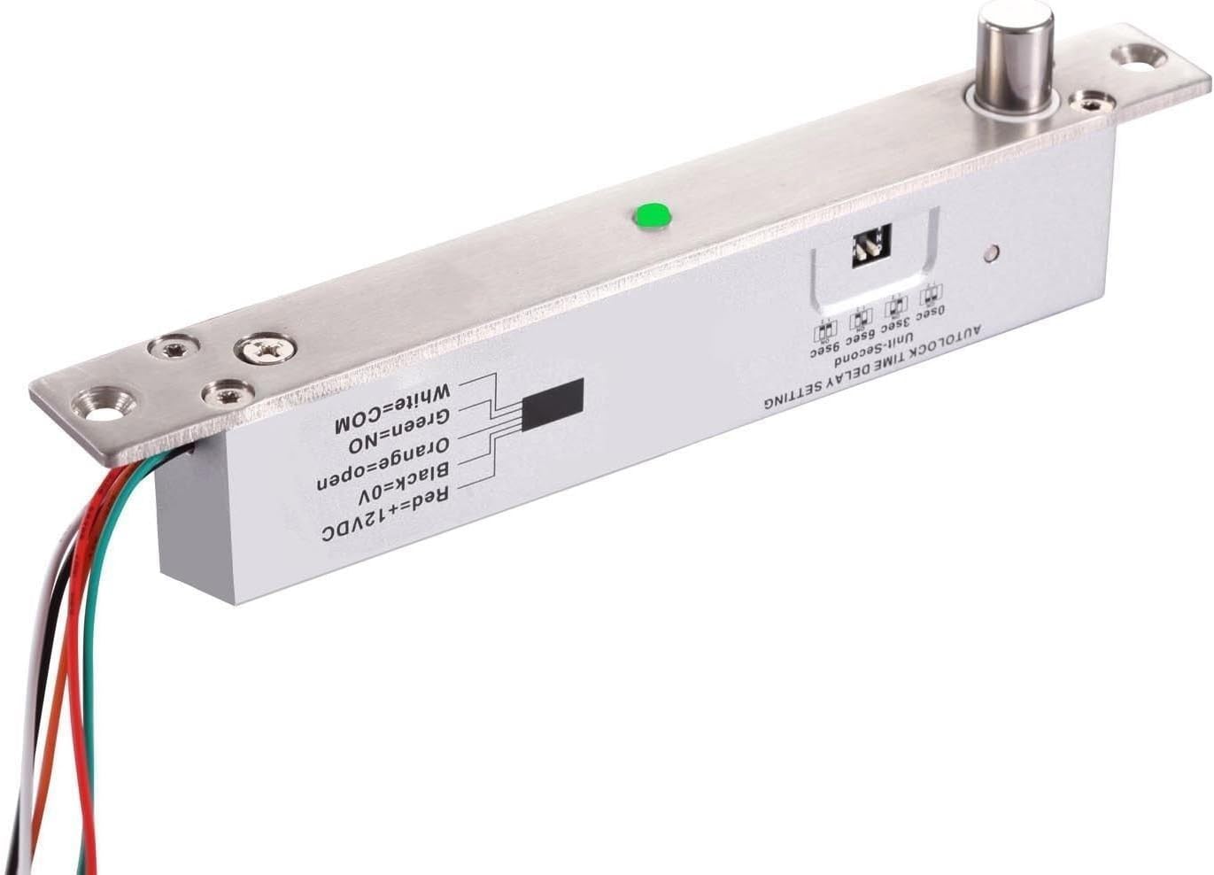 Uhppote Fail Secure Dc12V Deadbolt Electric Drop Bolt Plug Narrow Door Lock Time Open Wire