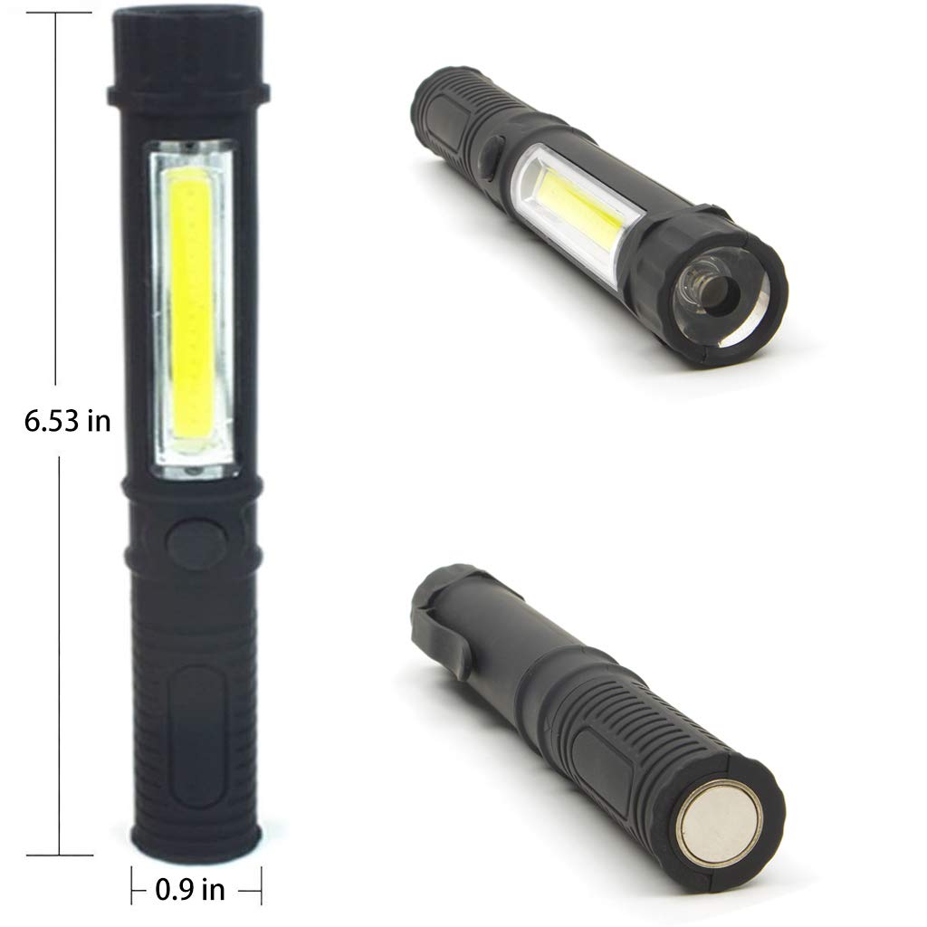Wutl Cob Led Work Flashlight With Magnetic Base And Clip Multi-Function Pocket Pen Light Inspection Work Light, 8 Pack