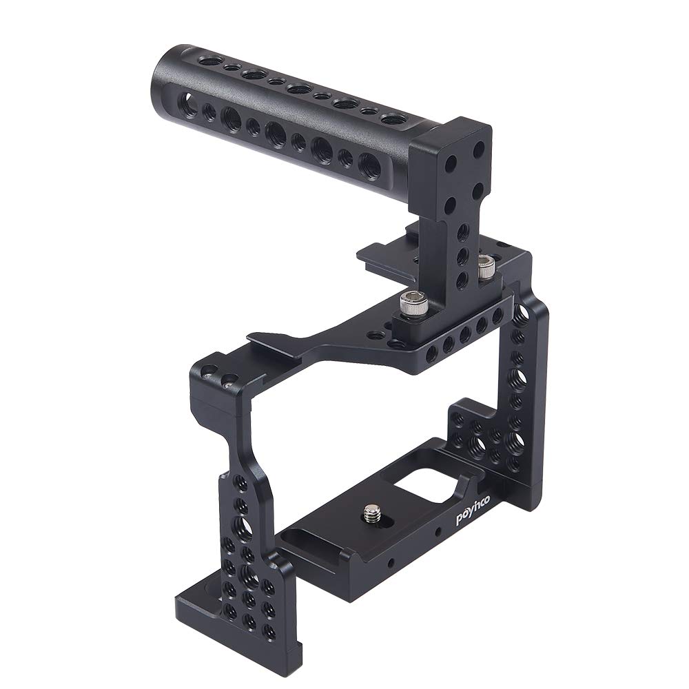 Poyinco Camera Cage Kit For Sony A7 Ii/A7 Iii/A7 Sii/A7M3/A7 Rii/A7 Riii With Cold Shoe Mounts,Top Handle,Threaded Holes For Professional