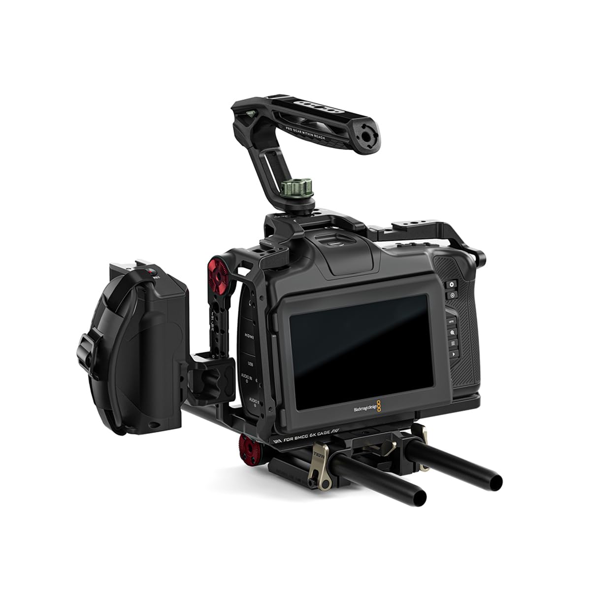 Tilta Advanced Kit For Bmcc 6K Includes Full Cage, Top Handle, Adv. Side Handle, Baseplate, And More Compatible With Black Magic Design Cinema Camera 6K Cold Shoe/Arri Rosette/Nato Rail