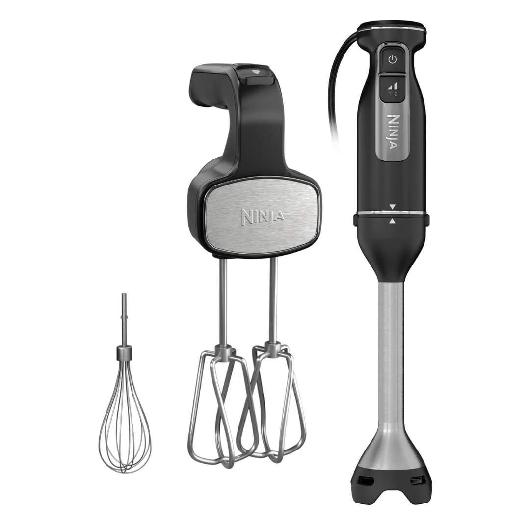 Uniqus Ninja Foodi Power Mixer System Ci100 – 650W Hand Blender And Hand Mixer Combo With Whisk, Beaters, And 3-Cup Blending Vessel