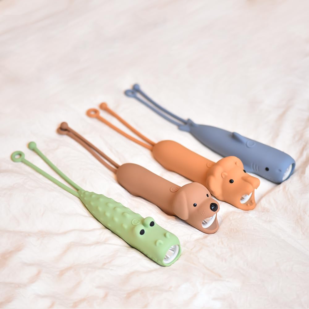 Yzyoe Rechargeable Puppy Led Flashlight, Cute Dog Animal Shaped Silicone Flashlight, Comfortable Touch Lasting Press To Adjust Brightness Portable Outdoor Lighting Creative Light.