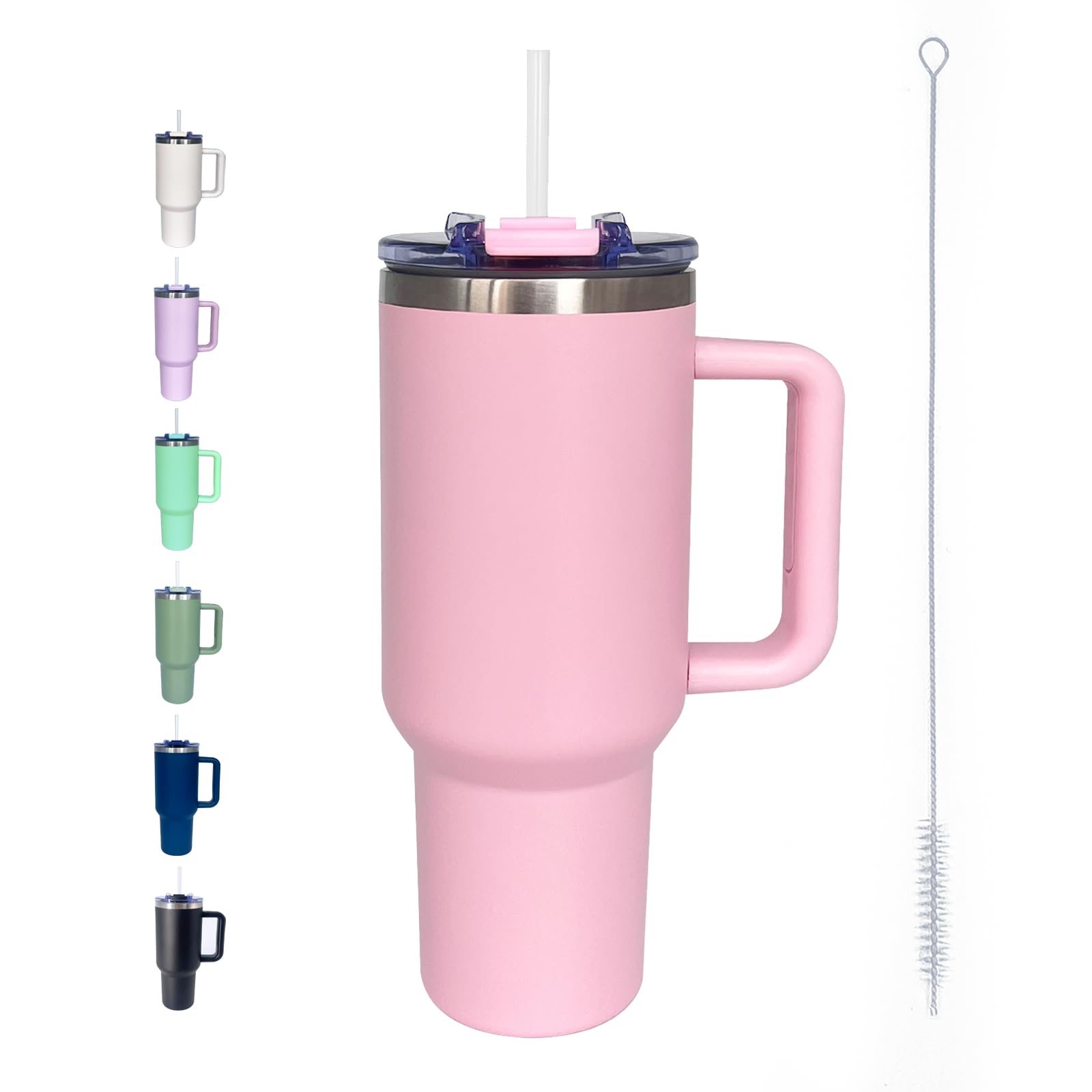 40 Oz Tumbler With Handle And Straw Lid,Insulated Reusable Stainless Steel Water Bottle Travel Mug