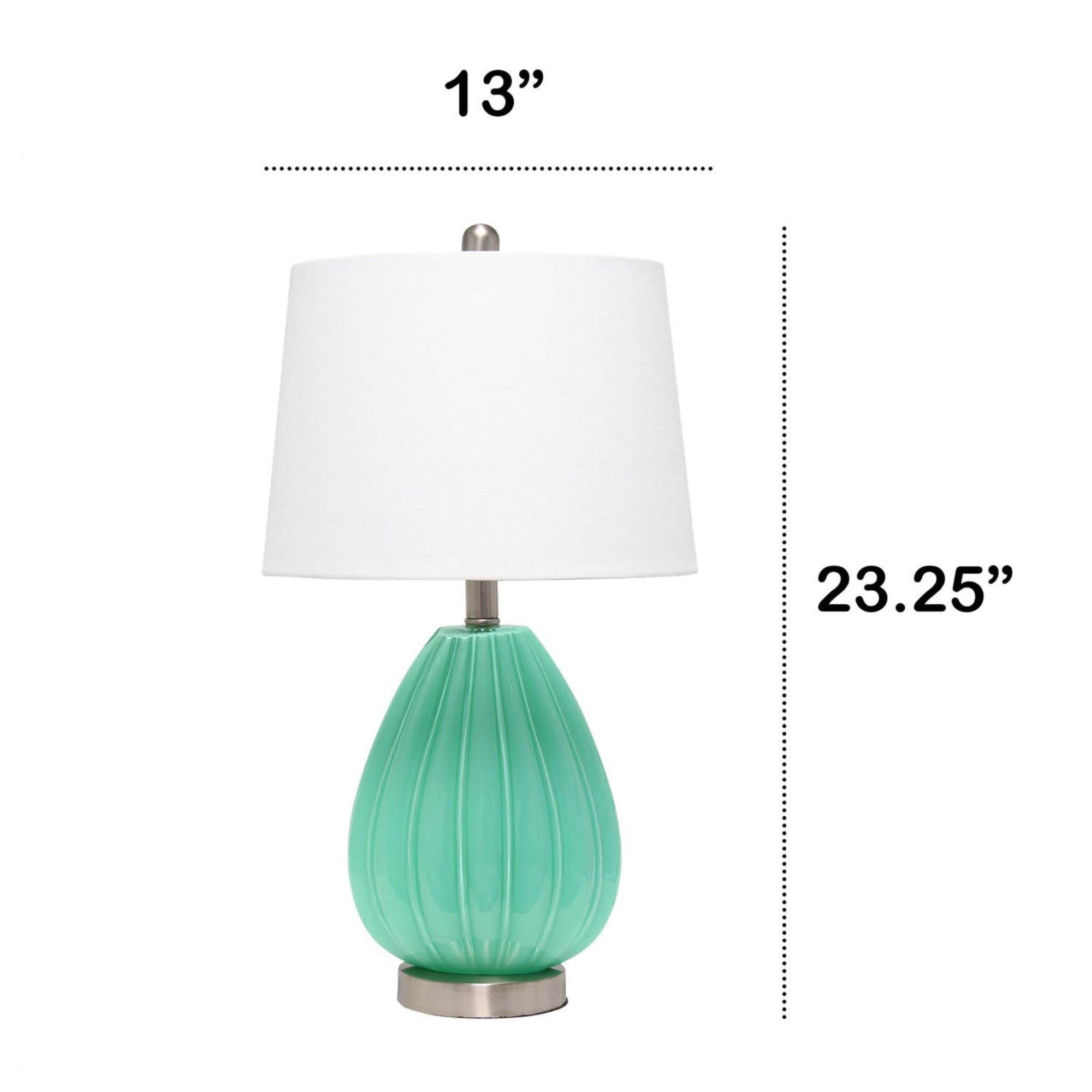 Lalia Home Contemporary Pleated Table Lamp With White Fabric Shade - Seafoam