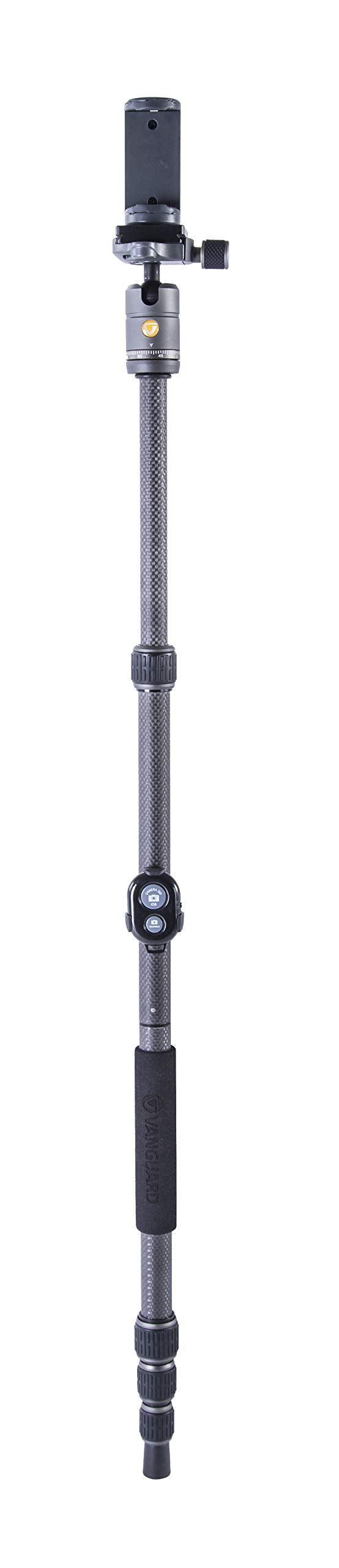 Vanguard Veo3Go204Cb Compact, Lightweight Carbon Fiber Travel Tripod With Ball Head, Monopod Option, Smart Phone Holder And Bluetooth Remote