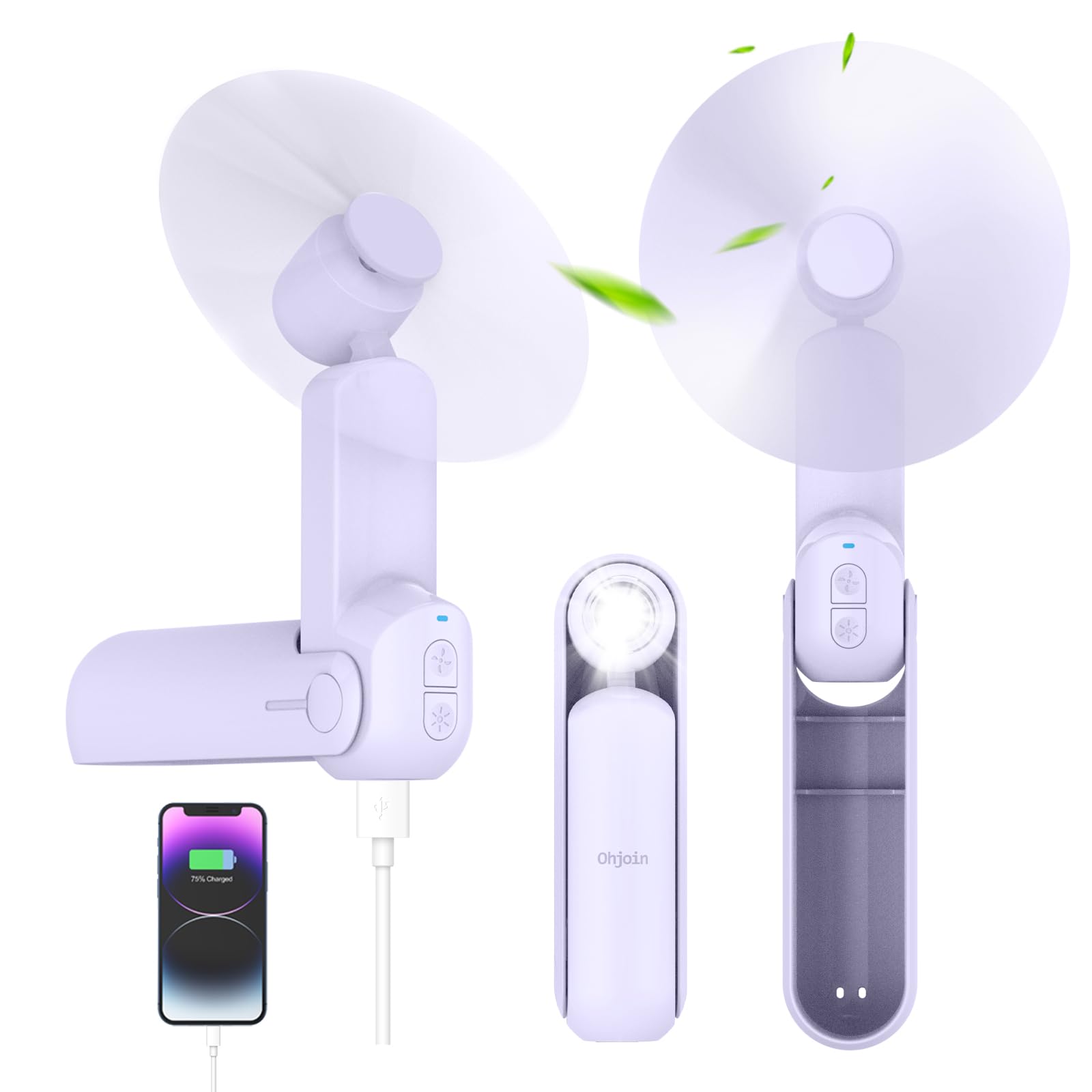 4-in-1 portable mini handheld fan with power bank and foldable design for travel Koospark