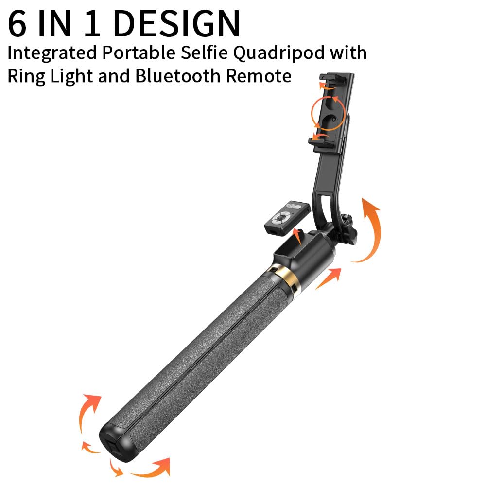 Fashion Stick Selfie Phone Tripod - 86.6'' Cell Phone Holder With Detachable Wireless Remote, Video And Picture, Phone Stand For Iphone Quadpod, Android, Camera
