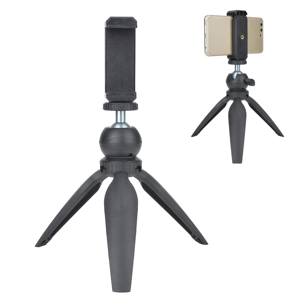 Tikatarer Desktop Tripod, Phone Tripod Height Ajustable Portable Tabletop Tripod Mini Tripod With Detachable Ball Head And Mobile Phone Clamp For 2.4-4.1In Phone Width