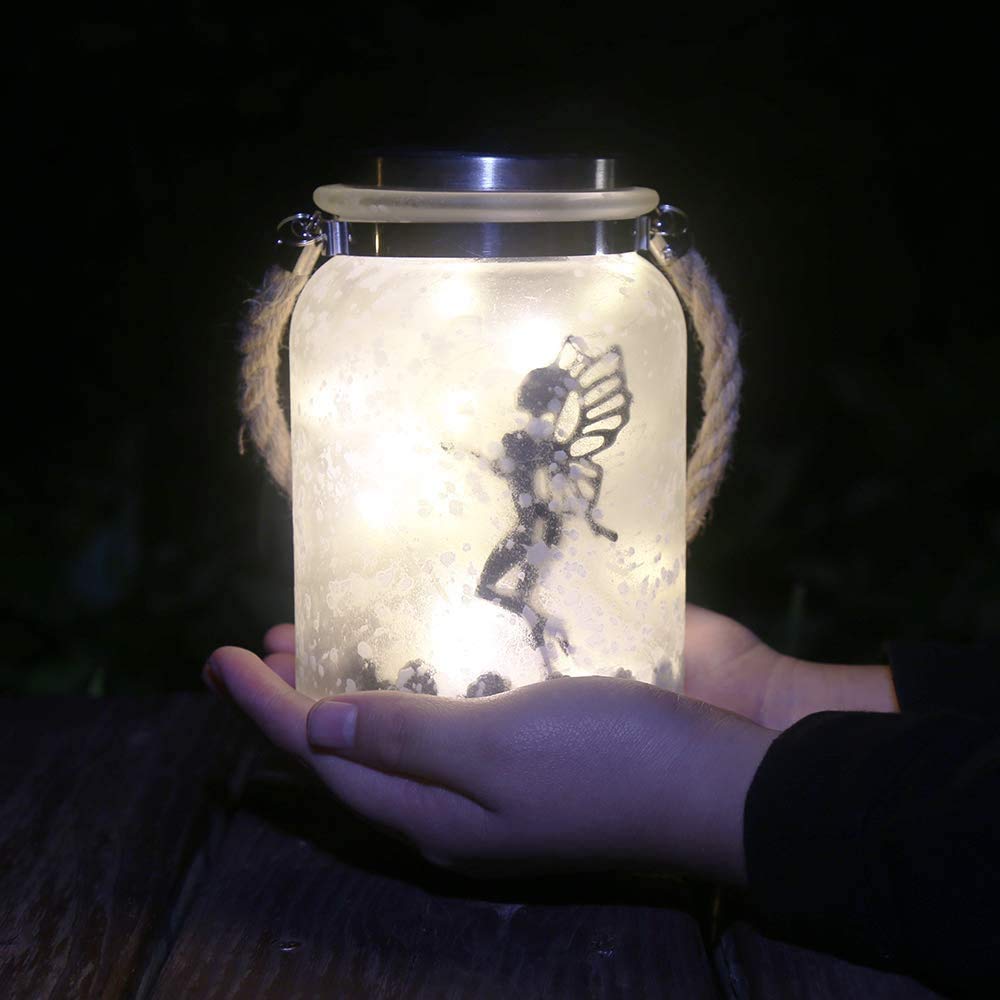 Kaixoxin 2 Pack Solar Lantern Fairy Lights Ideal For Great White Frosted Glass Hanging Jar Solar Lights Outdoor Decorative 20 Warm White Mini Led String Lights (Fairy-2)